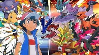 Legendary Pokemon Battle Ash Vs Legendary Beasts and Birds Galarian amp Paradox [upl. by Toy]