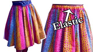 Gathered Skirt With Elastic Waistband From Scratch DIY [upl. by Fabron]