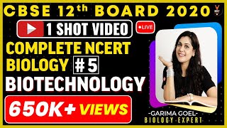 Complete 12th NCERT Biology Biotechnology Unit 4One Shot  CBSE 12th Board Exam 2020  Garima Goel [upl. by Heid]