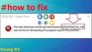 Fix error vcruntime1401dll was not found when open ExcelWordOutlook in Microsoft Office 2016 [upl. by Gorges]