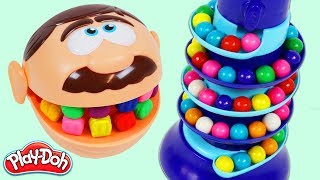 Feeding Mr Play Doh Head Dubble Bubble Rainbow Gumballs [upl. by Torrance650]