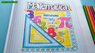 COMO hacer portada de MATEMATICAS facil [upl. by Rehpotsirhk]