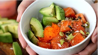 Tasty Sriracha Salmon Poke Bowl Recipe [upl. by Akehsat]