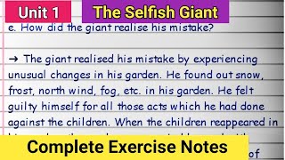 The Selfish Giant Exercise Class 11 English Questions Answers [upl. by Naugan257]