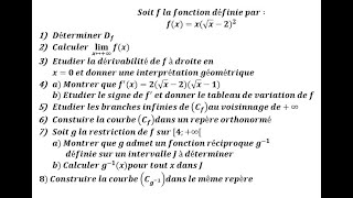 Dérivabilité  fonction réciproque et branches infinies [upl. by Noryk]