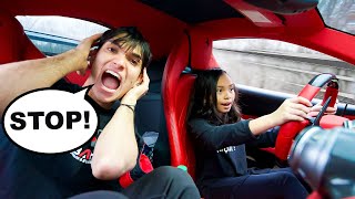 WE LET OUR LITTLE SISTER DRIVE THE FERRARI FOR THE FIRST TIME [upl. by Akihsat]