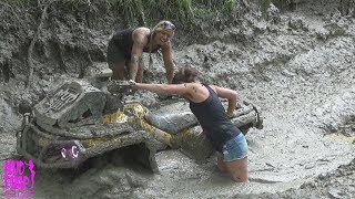 MUD GIRLS STUCK ATV OFF ROAD FUN [upl. by Ribaj]