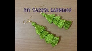 DIY Layered Tassel Earrings II Silk thread layered tassel earrings [upl. by Read392]