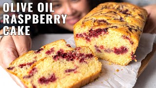 The ONLY Olive Oil Cake Recipe Youll Need  Olive Oil Raspberry Swirl Cake [upl. by Ikcir]