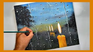 Dia de LLUVIA  Pintura Acrilica  Tutorial en Acrilico Facil para Principiantes 88 [upl. by Auqenat]