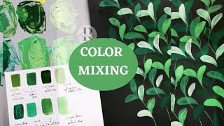 COLOR MIXING  How to make shades of green  The Art of colors [upl. by Elyrehc]