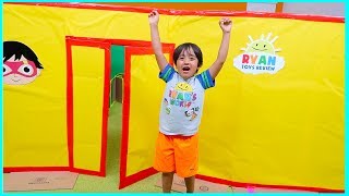 Ryan Giant Box Fort Mansion Pretend Play House Tour [upl. by Nymzaj714]