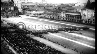 President Mikhail Kalinin Joseph Stalin and Marshall Voroshilov attend May Day PHD Stock Footage [upl. by Tiffa]