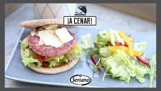 Vídeoreceta Serrano  Hamburguesas de Pavo y Pollo con vegetales y salsa barbacoa [upl. by Oates]