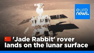 China moon landing video Jade Rabbit rover softlands on lunar surface  euronews 🇬🇧 [upl. by Noyrb530]