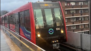 A couple of DLR trains at Shadwell station [upl. by Atteuqehs]