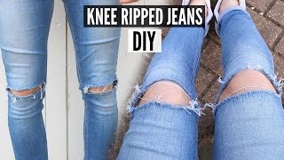 DIY Knee Ripped Jeans Tutorial 2024  How To Style [upl. by Vern946]