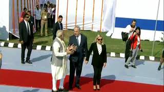 PM Modi receives Israeli PM Netanyahu at Ahmedabad Airport Gujarat [upl. by Zasuwa]