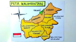 Peta kalimantan  cara menggambar pulau kalimantan [upl. by Annoval]