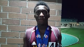 BlackvilleHildas Jaquel Holman talks about his three gold medals at SCHSL Class A state track meet [upl. by Nohsram737]