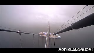 Icon Of The Seas Under The Great Belt Bridge World Largest Cruiseship Ship 647m vs Bridge 65m [upl. by Gamages12]