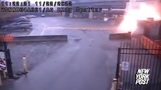 CCTV footage captured the moment of the explosion at USCanada border [upl. by Gilcrest]