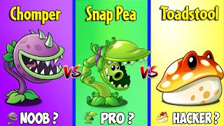 CHOMPER vs SNAP PEA vs TOADSTOOL  Who Will Win  PvZ 2 Plant Vs Plant [upl. by Jdavie]