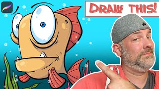 Procreate Cartoon Tutorial From Sketch to Finished Design [upl. by Annaeerb559]