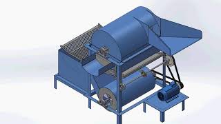 typical small scale crop threshing machine Solid model animation [upl. by Holladay]