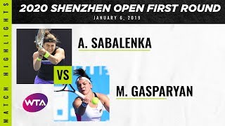 Aryna Sabalenka vs Margarita Gasparyan  2020 Shenzhen Open First Round  WTA Highlights [upl. by Iddet]