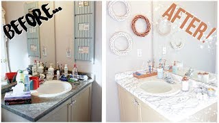 DIY BATHROOM MAKEOVER FOR 30  Marble  Rose Gold [upl. by Aicened472]