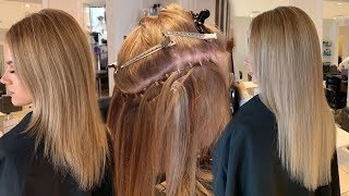 HOW TO APPLY WEFT HAIR EXTENSIONS  Step by step tutorial [upl. by Ayeki510]