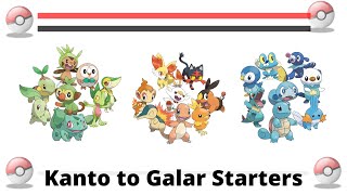 All Pokémon Starters Kanto to Galar region Generation 1 to 8 [upl. by Eillen476]