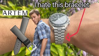 Why I hate the bracelet on the Omega Speedmaster 3861  Artem Hydroflex straps to the rescue omega [upl. by Raffaello148]