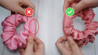 INVISIBLE STITCH on Scrunchies for Dummies 😉 How to Make Satin Scrunchies [upl. by Aiciles]