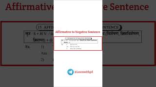 Affirmative to Negative Sentence Learnwithpd [upl. by Haliehs]