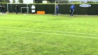 torwartdeTorwarttraining mit T Schlieck  Flacher Ball Passspiel und Schuss [upl. by Onitsuaf]