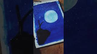 Moonlight night painting technique shortvideo art painting postercolour [upl. by Bertie]