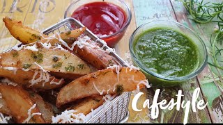 Potato Wedges Cafe Style Instant Crispy Chilli Garlic Crispy Potato Wedges Recipe  Sattvic Style [upl. by Ferde]