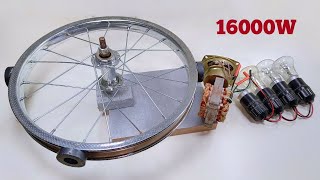 How to make free energy 240V electricity 16000W copper permanet magnet lightbulb Flywheel generator [upl. by Niwred]