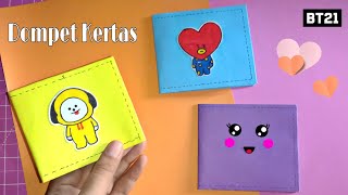 Cara membuat dompet dari kertas  How to make a cut paper wallet  Origami walletDompet kertas BT21 [upl. by Joung289]