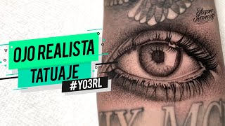 Tatuaje Ojo Realista en Brazo  Puntillismo de Arrastre  PDA  Realistic Eye Portrait yo3rl [upl. by Daveta]