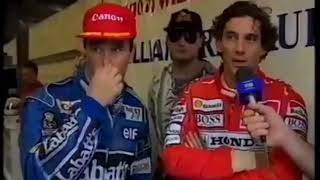 Nigel Mansell and Ayrton Senna interview after race  Legend of Formula 1 [upl. by Barbabra]