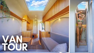 VAN TOUR  DIY Luxury Stealth Camper Van Build After 4 years of Full Time VANLIFE Unique Layout [upl. by Inalel]