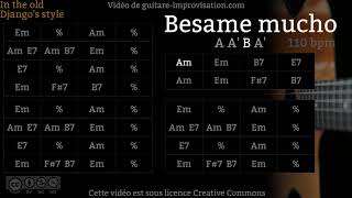 Besame Mucho 110 bpm  Gypsy jazz Backing track Boléro  Jazz manouche [upl. by Ueih394]