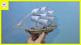 How to make a boat with cardboard 2  Mini Sailboat  Do It Yourself [upl. by Alisander]