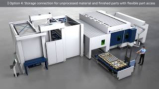 TRUMPF Laser cutting TruLaser Center 7030 – Storage connection options [upl. by Spearman878]