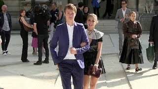 Ansel Elgort and Violetta Komyshan at Valentino Fashion Show in Paris [upl. by Keir]