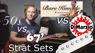 Strat Pickup Shootout Dimarzio Virtual Solo  Area67 vs Bareknuckle Apache Set [upl. by Ynaffyt]