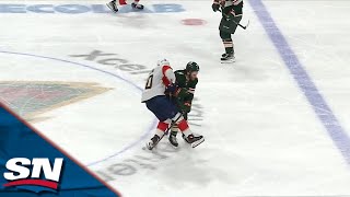 Ryan Hartman Lays Out Anthony Duclair With Big Hit In Neutral Zone [upl. by Nivahb862]